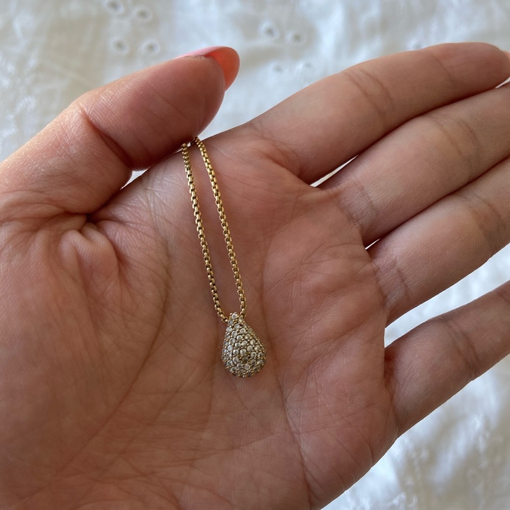 Reversible Tear Drop Pavé Pendant and Chain Necklace